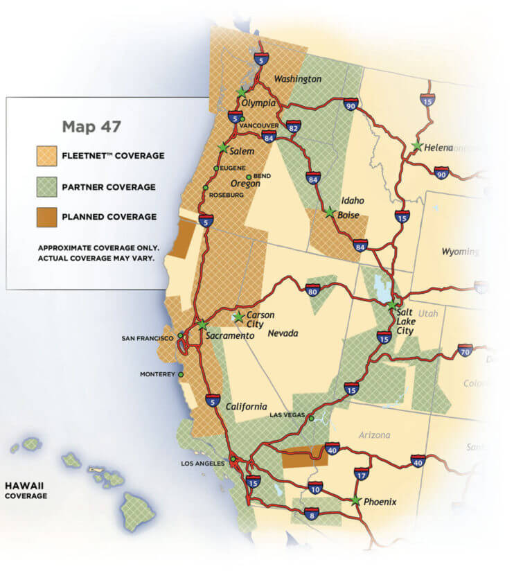 FleetNET Wide Area Coverage map