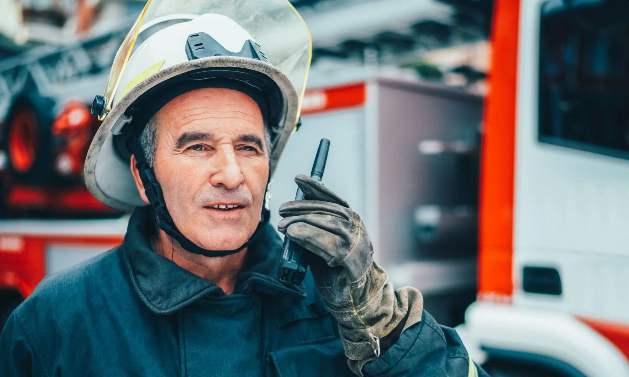 firefighter using 2 way radio