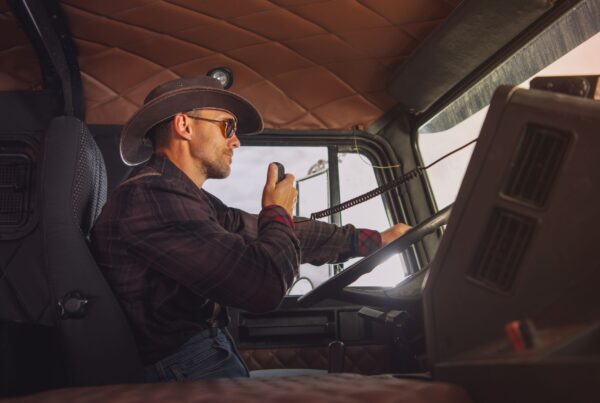 truck driver using radio