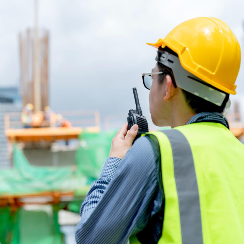 Man using a walkie talkie